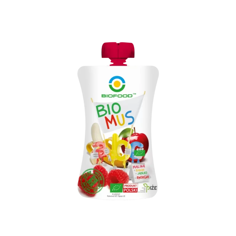 Ekologiška aviečių, bananų ir obuolių tyrelė | Bio Food (90 g)