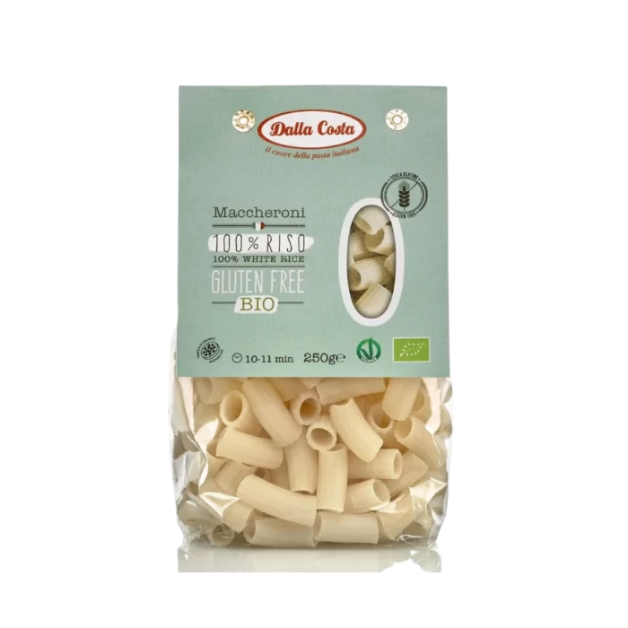 Ekologiški baltųjų ryžių makaronai MECCHERONI, be gliuteno | Dalla Costa (250 g)