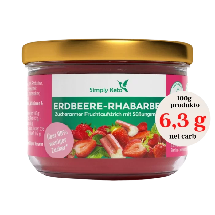 Rabarbarų ir braškių džemas su eritritoliu | Simply keto (230 g)