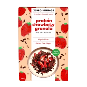 Baltymininė granola su braškėmis, 100% natūrali, be glitimo | The Begginings (200 g)