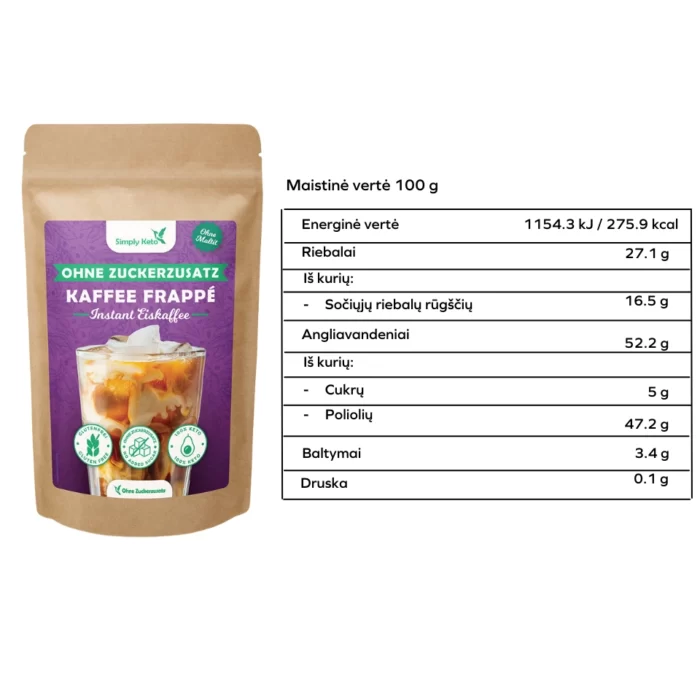 KETO Frappe kava su eritritoliu | Simply Keto (200 g)