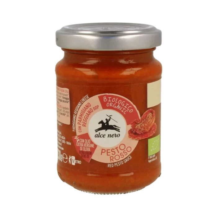 Ekologiškas saulėje džiovintų pomidorų pesto su parmezano ir pecorino sūriais | ALCE NERO (130 g)