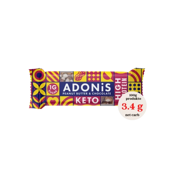 KETO žemės riešutų ir šokolado batonėlis | Adonis (45 g)