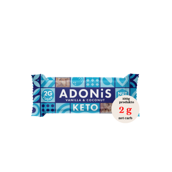KETO vanilės ir kokoso batonėlis | Adonis (35 g)