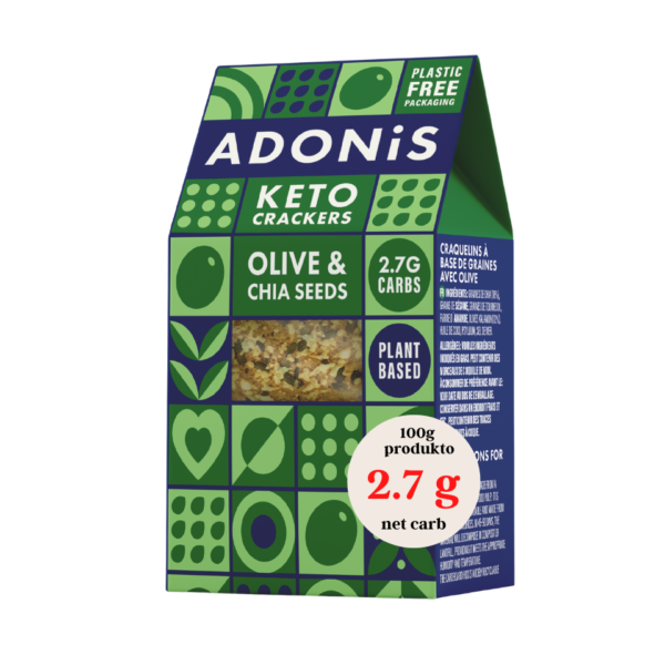 KETO alyvuogių ir chia sėklų krekeriai | Adonis (60 g)
