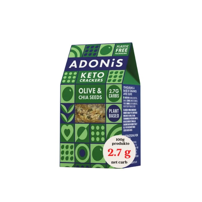 KETO alyvuogių ir chia sėklų krekeriai | Adonis (60 g)