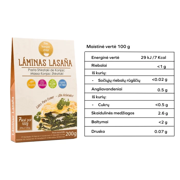 Konjac lazanijos lakštai | The konjac shop (200 g)