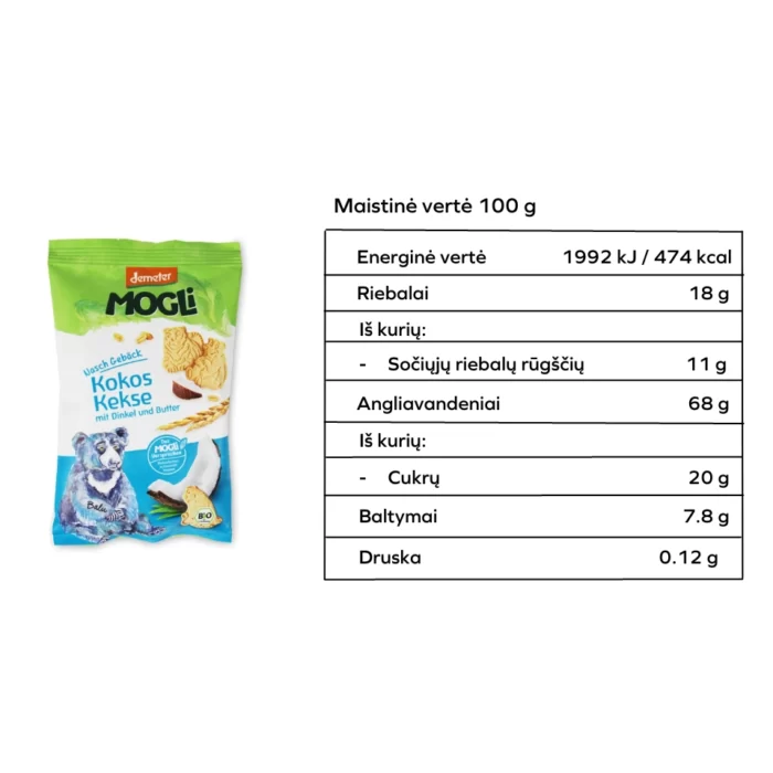 Ekologiški speltos miltų sausainiai MINI BEAR | Mogli (50 g)