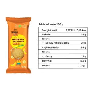 Ekologiški bananiniai sausainiai pasaldinti agavos milteliais | Super Fudgio (130 g)