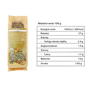 KETO duonos mišinys su graikiniais riešutais be glitimo, be laktozės | PIĘĆ PRZEMIAN (500 g)