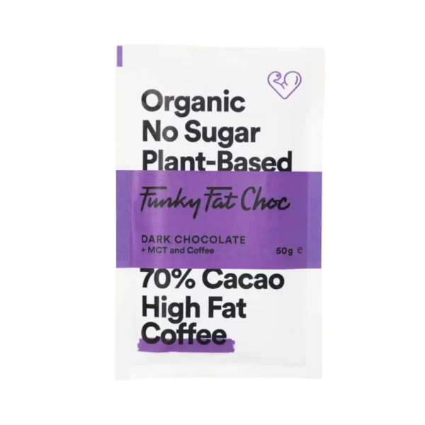 KETO 75% tamsus šokoladas su MCT aliejumi ir kava | Funky Fat Choc (50 g)