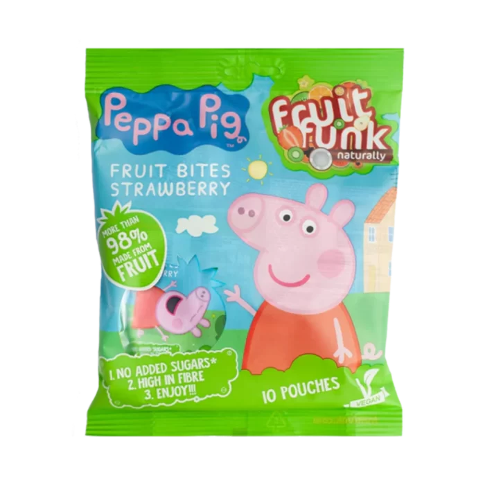 "PEPPA PIG" braškių iskonio kąsneliai, be pridėtinio cukraus | FruitFunk (100 g)