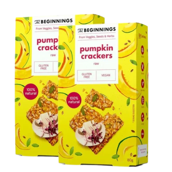 2 x Moliūgų duonelės su saulėgrąžų ir linų sėklomis, 100% natūralūs, be glitimo | The Begginings (80 g)