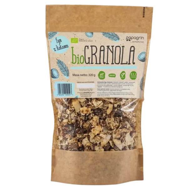 Granola su figomis ir kokosais, be glitimo | Papagrin (320 g)