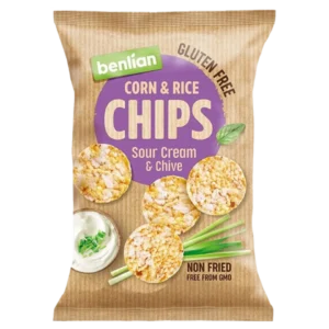 Kukurūzų ir ryžių traškučiai, grietinės ir česnakų skonio | Benlian (50 g)