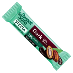 Tamsus 60% šokoladas saldintas stevija | Sweet&Safe (25 g)