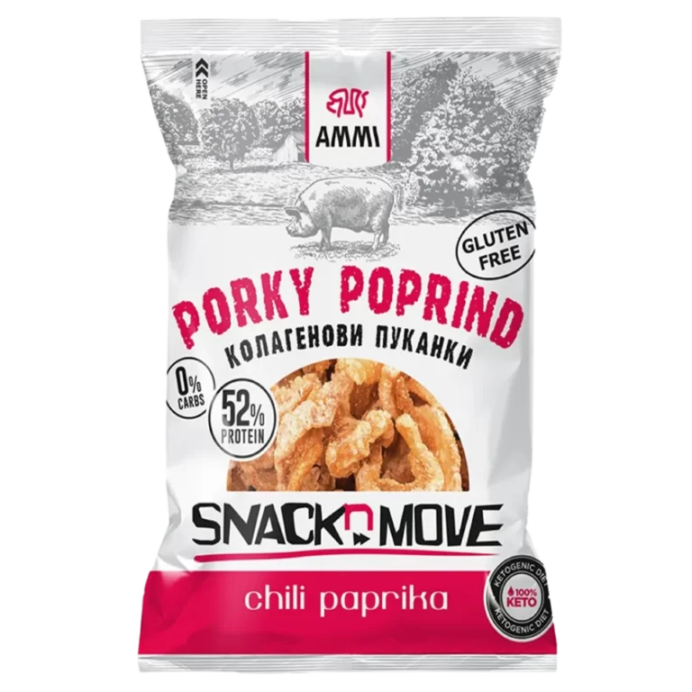 KETO kiaulienos traškučiai su čili paprika | AMMI (30 g)