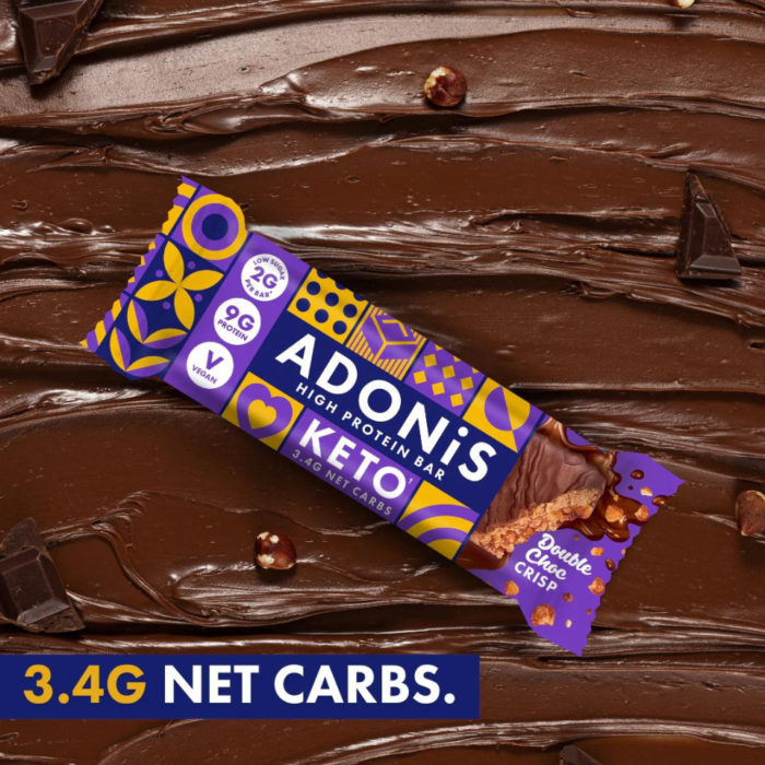 KETO dvigubo šokolado traškus batonėlis | Adonis (45 g)