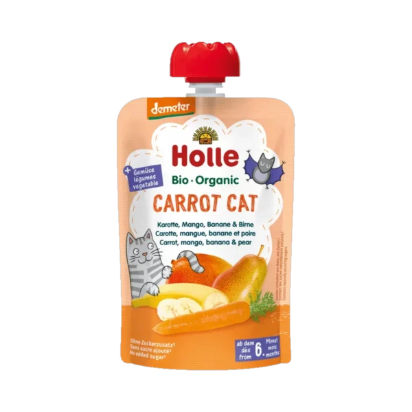 Ekologiška morkų, mango, bananų ir kriaušių tyrelė | Holle (100 g)