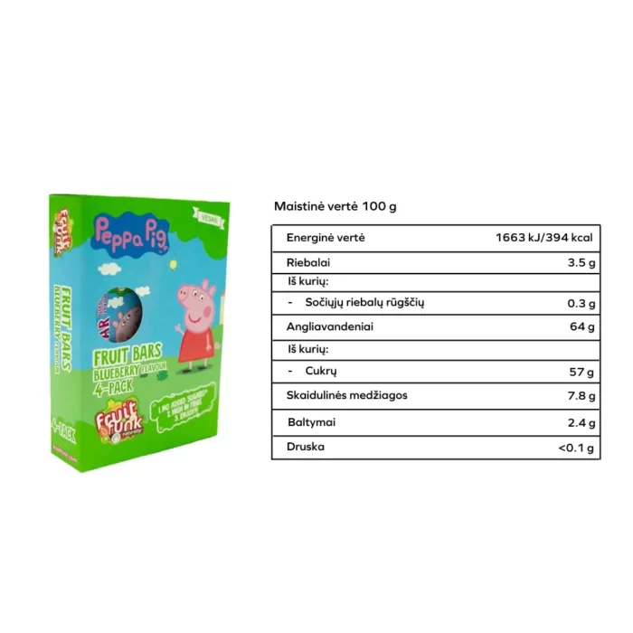 "PEPPA PIG" mėlynių skonio batonėliai, be pridėtinio cukraus | FruitFunk (20g x 4)