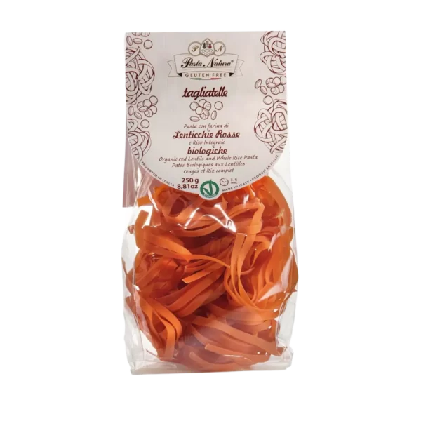 Ekologiški raudonųjų lęšių ir pilnagrūdžių ryžių TAGLIATELLE makaronai | Pasta Natura (250 g)