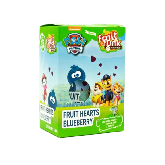 Paw Petrol mėlynių skonio vaisių širdelės, be pridėtinio cukraus | FruitFunk (5x16 g)