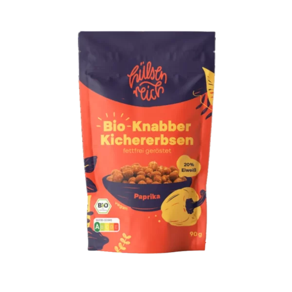 Ekologiški skrudinti avinžirniai su paprika | Hülsenreich (90 g)