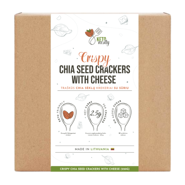 Traškūs chia sėklų krekeriai su sūriu | Ketonestly (220 g)