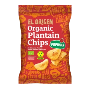 Ekologiški plantainio traškučiai su paprika | El Origen (80 g)