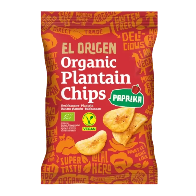 Ekologiški plantainio traškučiai su paprika | El Origen (80 g)
