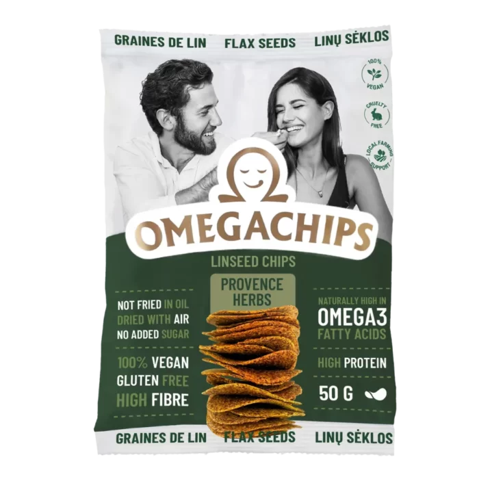 Linų sėmenų traškučiai PROVENCE| Omegachips (50 g)