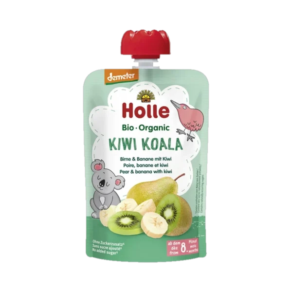 Ekologiška kriaušių, bananų ir kivių tyrelė, be pridėtinio cukraus | Holle (100 g)