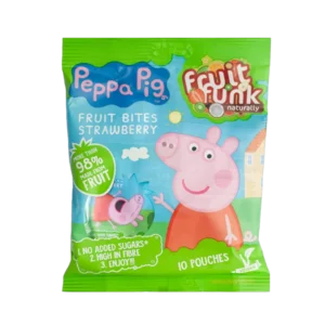 „PEPPA PIG“ braškių skonio kąsneliai, be pridėtinio cukraus | FruitFunk (100 g)