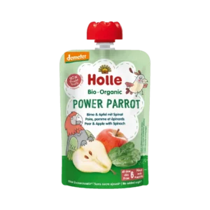 Ekologiška kriaušių, obuolių ir špinatų tyrelė, be pridėtinio cukraus | Holle (100 g)