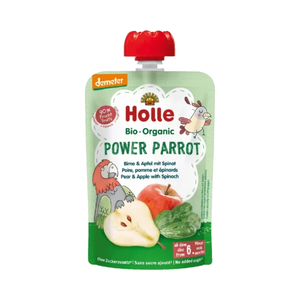 Ekologiška kriaušių, obuolių ir špinatų tyrelė, be pridėtinio cukraus | Holle (100 g)