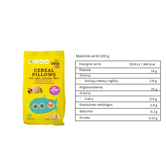 Ekologiškos grūdų pagalvėlės su cinamonu, be glitimo | Super Fudgio (200 g)