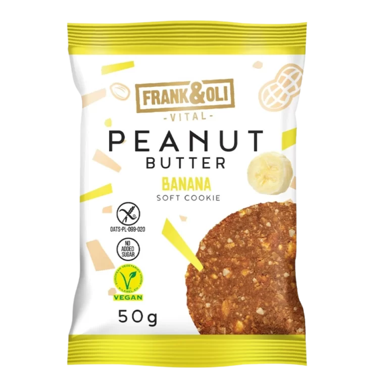 Riešutų pastos ir džiovinto banano sausainis, be glitimo | Frank&Oli (50 g)