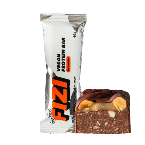 Baltymininis žemės riešutų ir cinamono skonio batonėlis su šokolado glazūra "BROWNIE" | Fizi (40 g)