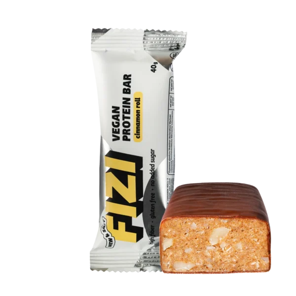 Baltymininis migdolų ir cinamono skonio batonėlis su šokolado glazūra "CINNAMON ROLL" | Fizi (40 g)