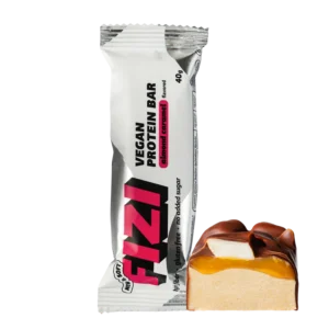 Baltymininis migdolų ir karamelės skonio batonėlis su šokolado glazūra "ALMOND CARAMEL" | Fizi (40 g)