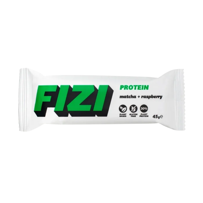 Baltymininis batonėlis su matcha ir džiovintomis avietėmis | Fizi (45 g)