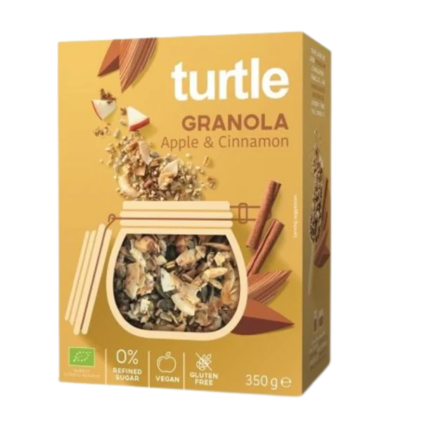 Ekologiška avižų granola su obuoliais ir cinamonu, be glitimo | Turtle (350 g)