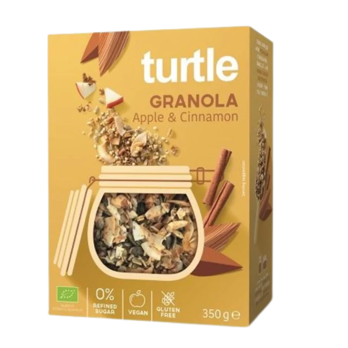 Ekologiška avižų granola su obuoliais ir cinamonu, be glitimo | Turtle (350 g)