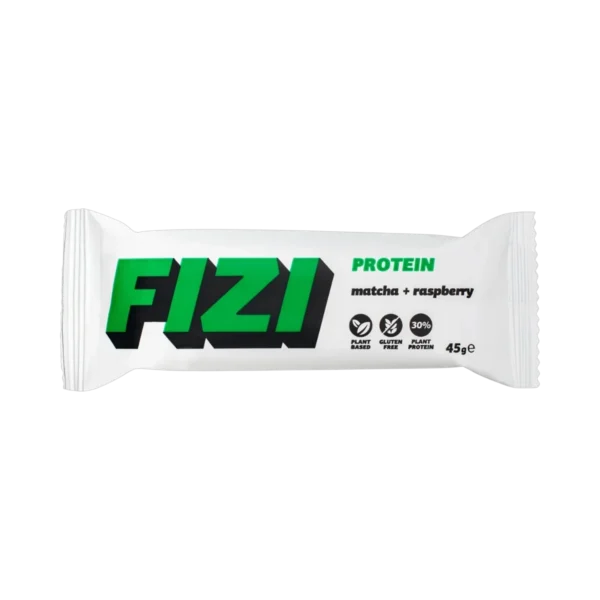 Baltymininis batonėlis su matcha ir džiovintomis avietėmis | Fizi (45 g)