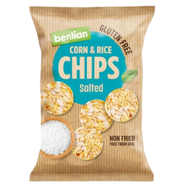 Kukurūzų ir ryžių traškučiai su jūros druska | Benlian (50 g)
