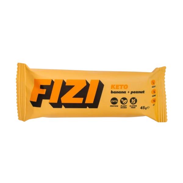 KETO baltymininis batonėlis su liofilizuotais bananais ir linų sėmenimis | Fizi (45 g)
