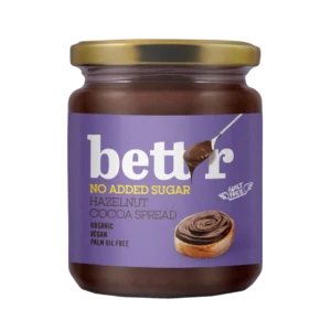 Ekologiškas lazdono riešutų ir kakavos kremas, be pridėtinio cukraus | BETT'R (250 g)