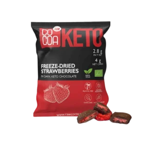 Ekologiškos liofilizuotos braškės juodajame šokolade | Cocoa (40 g)