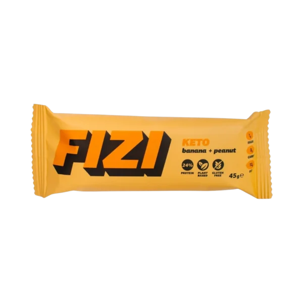 KETO baltymininis batonėlis su liofilizuotais bananais ir linų sėmenimis, su saldikliais | Fizi (45 g)