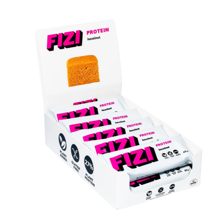 Dėžutė baltymininių lazdyno riešutų batonėlių | Fizi (10x45 g)